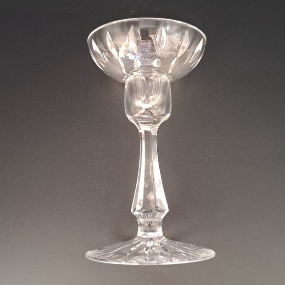 Vintage Crystal Candlestick Holder With Etched Design & Elegant Cut - Picture 5 of 10
